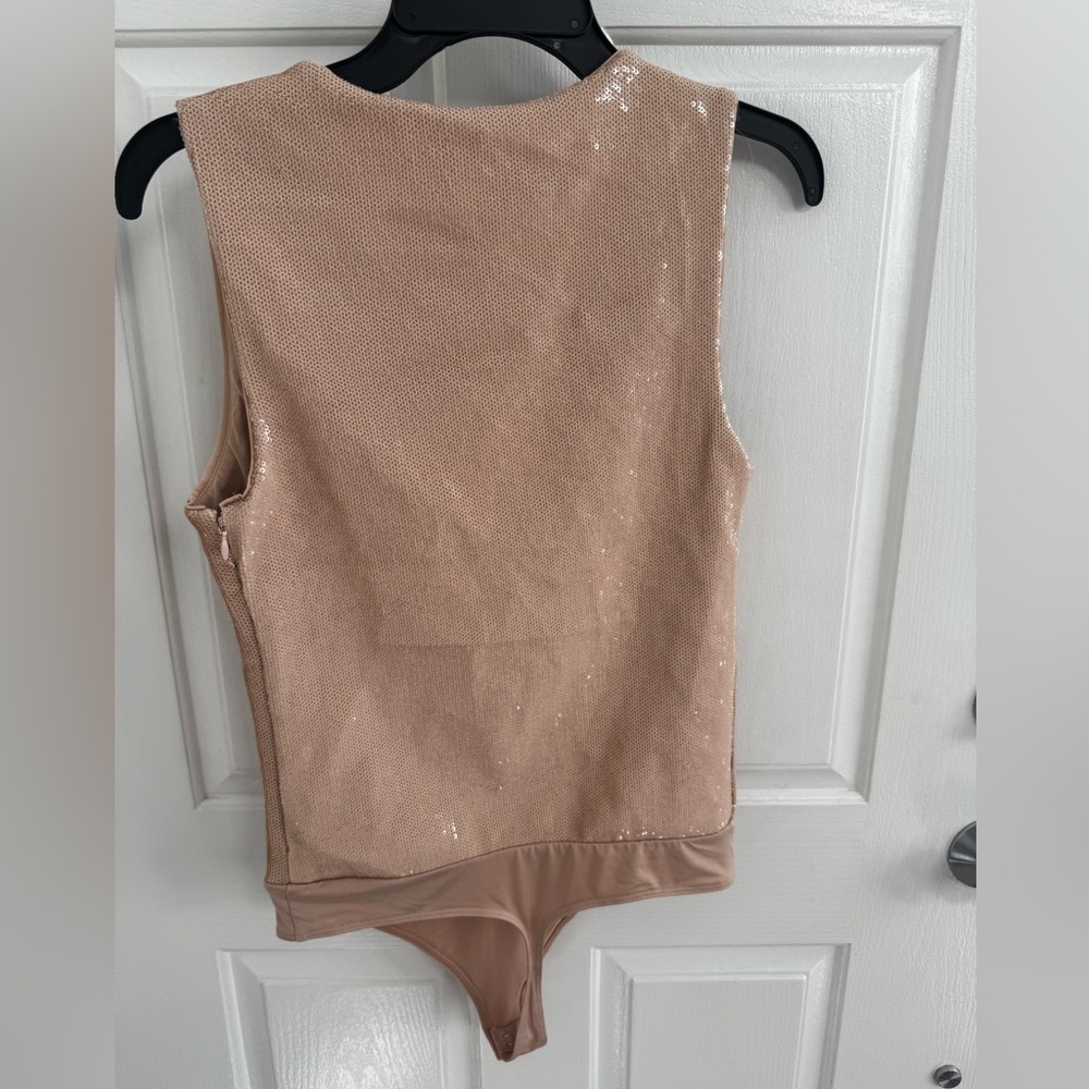 Express Shimmering Tan Sleeveless Bodysuit - Picture 2 of 6